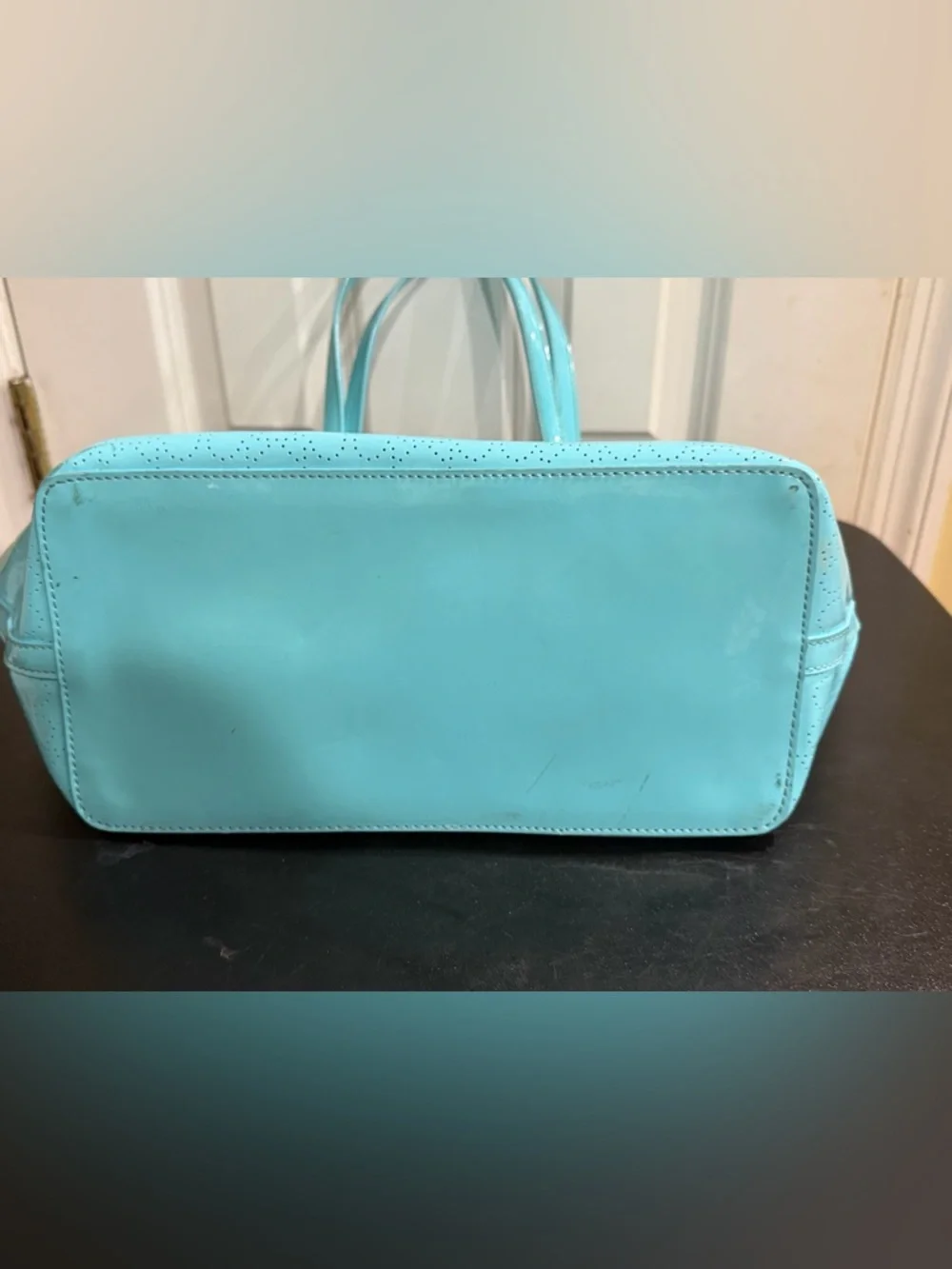 kate spade Turquoise Patent Perforated Tote